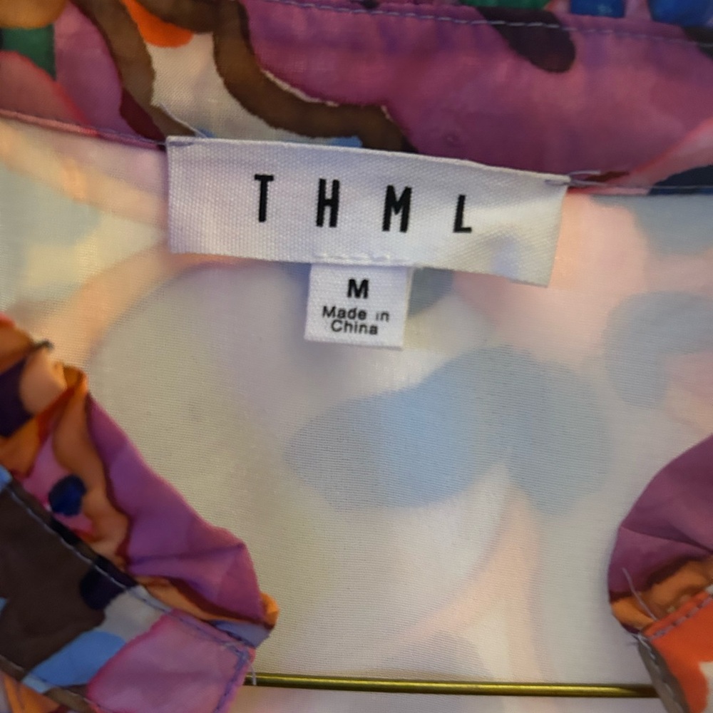THML Pink and Green Graphic Shift Dress with pockets. - Picture 3 of 5